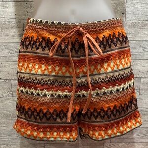 SHEIN Orange and Brown Patterned Women Shorts